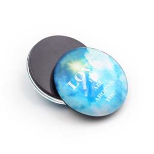 Aimant de réfrigérateur en verre cristal transparent avec logo personnalisé, rond, 25 mm, 30 mm - Product Image 1