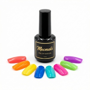 Mocmaki – Base Coat Néon Peel-Off d'Été 15ml en Gros, Logo Personnalisé, Facile à Retirer, Vernis à <span class=keywords><strong>Ongles</strong></span> Gel UV Non Toxique - Product Image 1