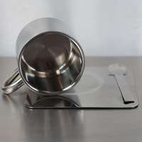 Ensemble de tasses à café en acier inoxydable à double paroi de 170 ml avec couvercle, pour expresso/latte/cappuccino/thé au lait