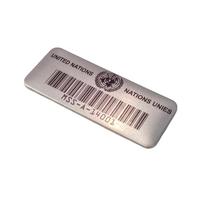 Placa de Identificación de Equipos Personalizada, Placa de Acero Inoxidable con Impresión en Negro y Dos Orificios de Montaje con Tornillos