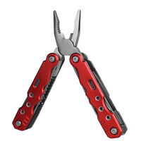 Pince multifonction pliable d'extérieur rouge, outil de survie portable, couteau combiné, pince à bec effilé pour camping et réparation