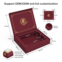 Boîte rigide de luxe personnalisée bordeaux avec fermeture magnétique, étui d'emballage en papier avec logo en feuille d'or premium pour cadeaux haut de gamme
