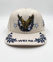 Cappellino Snapback con Ricamo 3D, Beige Crema, Ricamo Aquila Stella Corona, Logo WEINI, Visiera Piatta, Cappello da Baseball Personalizzato per Uomo