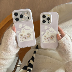 Funda con Patrón de Conejo y Lazo Morado para iPhone 17 Pro Max 16 15 14, Doble Capa de Protección - Product Image 2