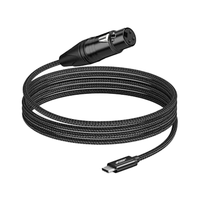 CableCreation speaker kompatibel PVC USB pria, kabel Audio rekaman profesional, XLR pria Tipe C 3 kaki konduktor berlapis emas