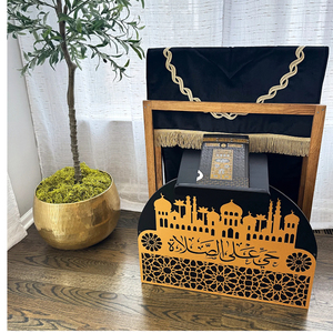 इस्लैमिक त्योहारों के लिए कुरआन मुस्लिम घर सजावट के लिए अनुकूलित लकड़ी की प्रार्थना कालीन स्टैंड - Product Image 4