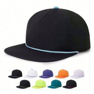 Wholesale Sports Gorra for <b>Men</b> Custom Embroidery Logo <b>Flat</b> Brim Baseball <b>Caps</b> Summer Quick Dry Snapback <b>Cap</b> With Rope - Product Image 1