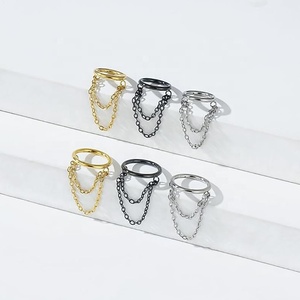 Bijoux à la mode Implant Grade Titane Segment Anneau Articulé Helix <span class=keywords><strong>Tragus</strong></span> <span class=keywords><strong>Oreille</strong></span> <span class=keywords><strong>Piercing</strong></span> <span class=keywords><strong>Double</strong></span> Chaîne Dangling Nez Clicker Anneau - Product Image 3
