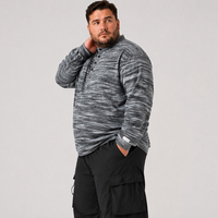 Kaos Henley Lengan Panjang Pria, Bernapas, Kancing Depan, Rajutan, Polos, Kasual, Ukuran Besar, Plus Size, Oversize, Fit Longgar, 6XL 7XL