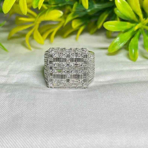 Hip Hop Iced Out Men's 925 Sterling Silver Custom Round Baguette VVS Moissanite Diamond <b>Ring</b> for Rappers Hip Hop Jewelry <b>Ring</b> - Product Image 3