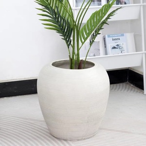Pots de plantes ronds à nervures fines blancs mats, jardinières, pots en argile fibreuse pour arbres, légers, respirants, pour plantes <span class=keywords><strong>d</strong></span>'intérieur - Product Image 3
