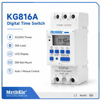 MythEle DIN Rail Digital Time Switch AC220V 30A LCD Programmable Timer Relay untuk Kontrol Rumah dan Industri
