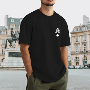 T-shirt oversize noir pour homme, été, 100% coton, manches courtes, imprimé graphique, streetwear - Product Image 1