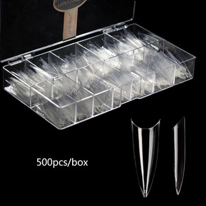 Lot de 500 <span class=keywords><strong>faux</strong></span> ongles <span class=keywords><strong>XXL</strong></span> Stiletto, 3 styles, à presser, French Manucure, couverture complète - Product Image 1