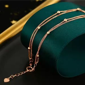 Xinfly Hot Sale 18K <b>Gold</b> Double Layer Mesh Link Chain <b>Bracelet</b> Au750 Trendy Chopin Adjustable <b>Bead</b> for Gift Party - Product Image 5