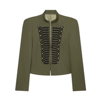 Nouvelle Veste Courte Napoléonienne Vintage pour Femme, Col Montant, Simple Boutonnage, Style Hussard, Chic, Noire, Automne 2026
