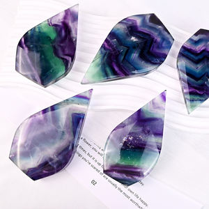 Ornamen fluorit pelangi populer batu permata Reiki Fengshui ukiran tangan kristal air mata fluorit kerajinan untuk meditasi - Product Image 3