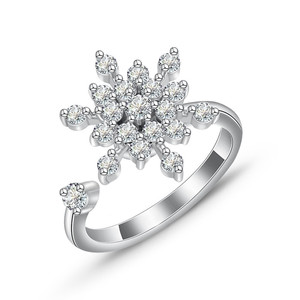 Women's Flower Zircon Open Ring Micro Pave Rotating Design Gift Jewelry - Product Image 4