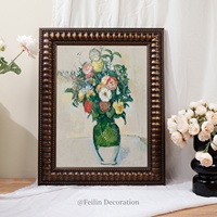 Peintures de paysages européens, fleurs, art mural vintage, cadre en bois, décoration murale de mariage, toile de luxe, décoration intérieure