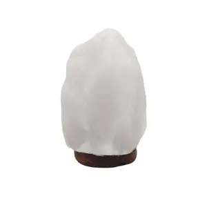 ההימלאיה זוהר לבן מלח קריסטל LampNatural מלח לילה LightHand בעבודת רוק עם נים עץ בסיס מלח מנורת הנורה (ETL