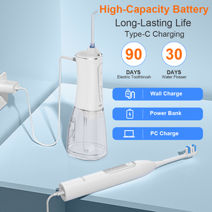 H2ofloss 2-in-1 ricaricabile spazzolino elettrico acqua filo filo Set setola morbida IPX7 OEM ODM all'ingrosso per la pulizia profonda - Product Image 4