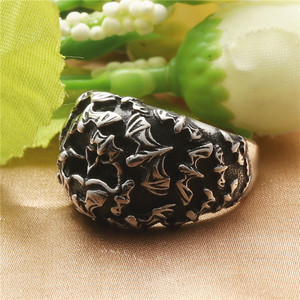European American Style <b>Titanium</b> Steel Bat <b>Ring</b> Men's Punk Retro Silver Jewelry Gift - Product Image 2