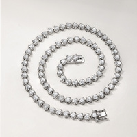 28.0-35.0 S925 zilver platina geplateerde hartvormige tennis ketting met volledig pavé moissanite, sprankelend ijsdesign, perfect voor Valentijnsdag