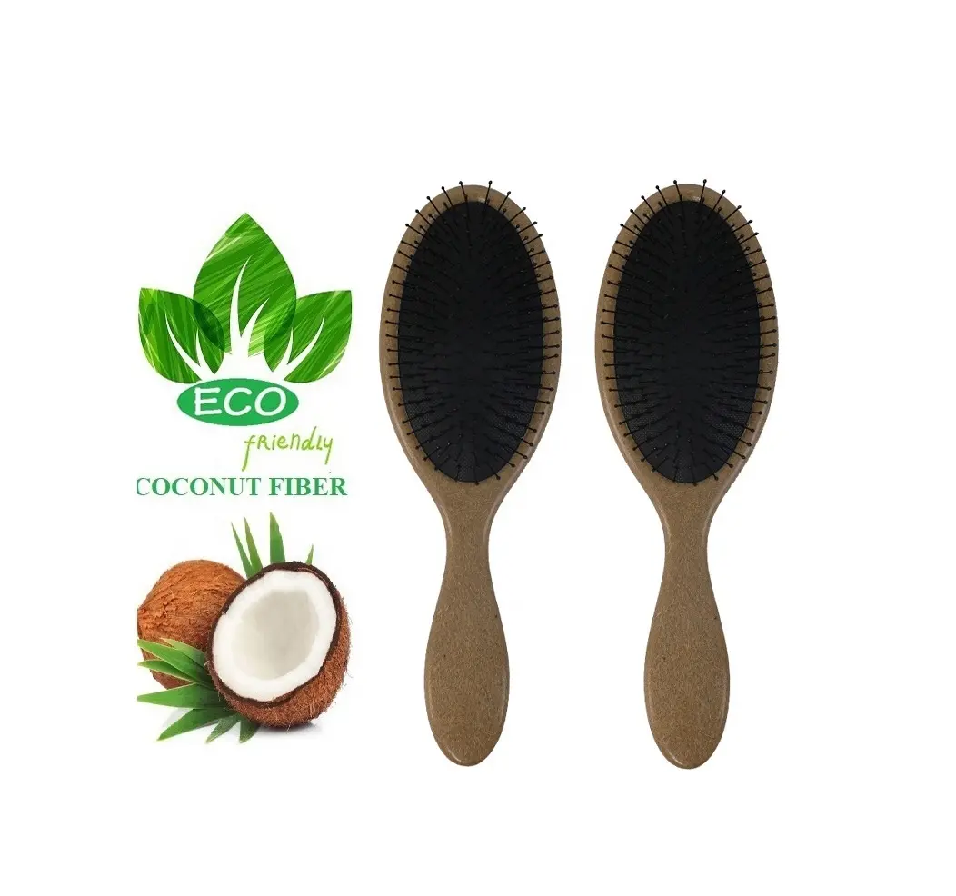 HEYAMO Customized Hairbrush Anti-Static Eco Friendly Hair Coconut Biodegradable Comb Natrual Coco Pro Detangling Wet Hair Brush