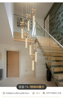 Lustres suspendus longs et modernes en cristal chromé, personnalisables, avec éclairage LED pour la décoration d'escaliers, angle de faisceau de 360°