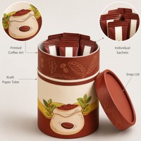 Tube en papier kraft biodégradable de qualité alimentaire personnalisé pour l'emballage des grains de café, conteneur cylindrique hermétique, écologique, logo personnalisé