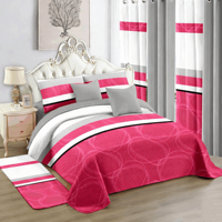 Ensemble de literie rayé 12 pièces avec rideaux assortis, drap de lit floral taille King avec taie d'oreiller pour chambre à coucher