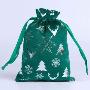 Juego de Bolsas de Regalo Navideñas con Cordón y Decoración de Campanas, Bolsas de Poliéster para Fiestas - Product Image 1