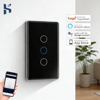 Interruttore Luce Smart WiFi Touch US 118/120 con Pannello in Vetro Tuya Smart Life, Cablaggio N+L, 1/2/3/4 Gang