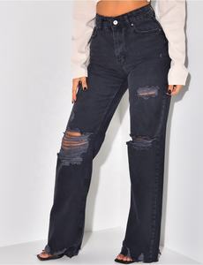 Jeans strappati a vita alta Boutique autunno fantasia ragazze eleganti pantaloni antigraffio pantaloni strappati strappati nuovi Jeans moda - Product Image 5