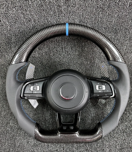Volante Deportivo de Fibra de Carbono Compatible con Volkswagen <span class=keywords><strong>Golf</strong></span> 4 5 6 7 8 GTI R MK5 MK6 MK7 MK8 2017, Actualización del Modelo Antiguo al Nuevo - Product Image 1