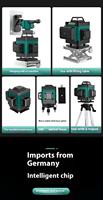 Niveau laser vert rotatif auto-nivelant 360° conforme FCC/ROHS/CE, outil de mesure laser 4D à lignes croisées pour outil électrique