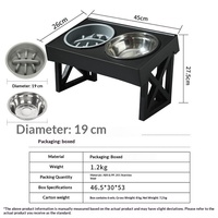 Support surélevé pour gamelles de chien, hauteur réglable, avec double gamelle en acier inoxydable, antidérapante, pour nourriture et eau pour chiens