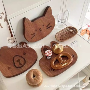 Creative Wooden Cartoon Serving <b>Tray</b> Solid Wood <b>Kitchen</b> Bread Fruit Plate Household Baby Food <b>Tray</b> Little Bear Cat Rabbit - Product Image 3