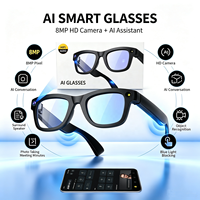 Lunettes Intelligentes T100 avec Caméra, Assistant IA, Enregistrement Photo et Vidéo 8MP, Synchronisation Wi-Fi, Contrôle Tactile, Appareil Portable