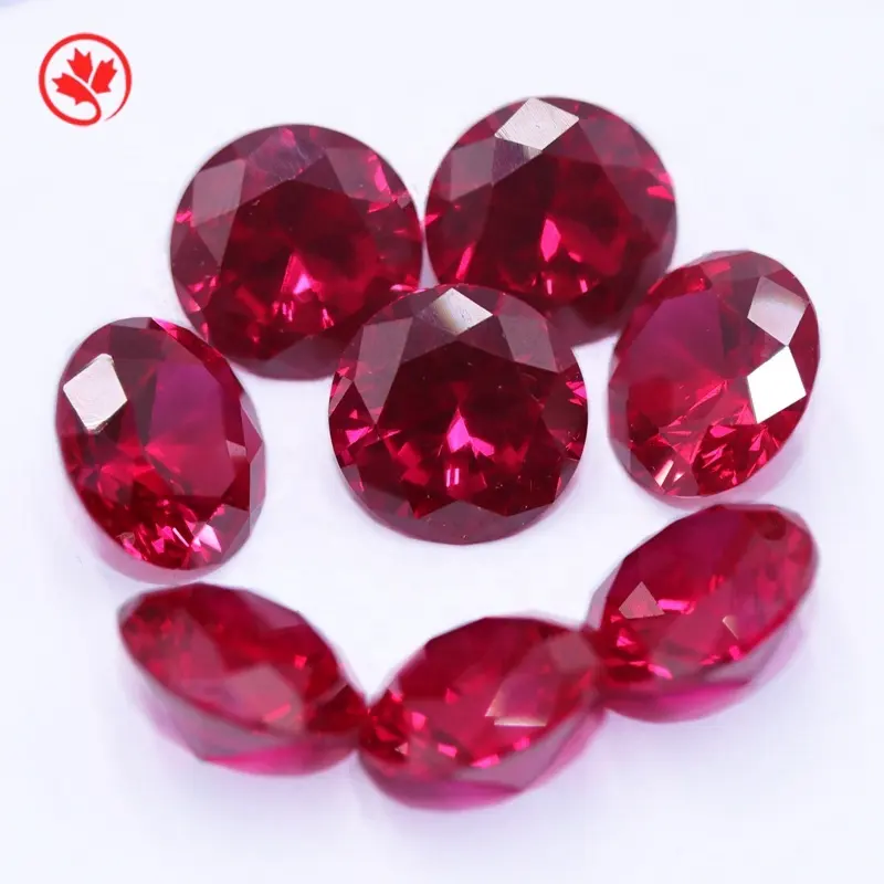 Redleaf Permata Obral Besar Batu Permata Cincin Rubi Merah AAA Mawar Longgar Batu Lab Bulat Harga Batu Buatan Sintetis Korundum Ruby