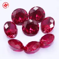 Redleaf Permata Obral Besar Batu Permata Cincin Rubi Merah AAA Mawar Longgar Batu Lab Bulat Harga Batu Buatan Sintetis Korundum Ruby