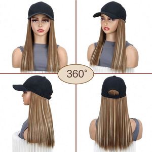 Maxfree Vente en gros Casquettes perruques personnalisées de haute qualité, synthétiques, courtes, lisses ou bouclées, noires, style casquette de baseball - Product Image 3