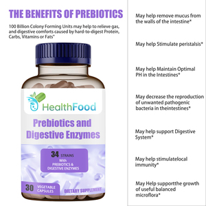 Capsules de prébiotiques et d'enzymes digestives personnalisées avec complexe de fruits et légumes pour soutenir la flore intestinale - Product Image 3