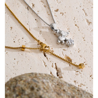 Collier JINYOU 4399 en acier inoxydable plaqué or, étanche, avec pendentif étoile et ours en zircon, motif animal mignon