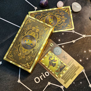 Magnifique jeu de cartes de tarot portables en plastique doré, imperméable, avec livret d'astrologie et d'<span class=keywords><strong>oracle</strong></span> pour la divination prédictive - Product Image 4