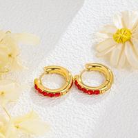 Elegante Rubinrote CZ Chunky Hoop Ohrringe mit Markantem Goldton aus Edelstahl