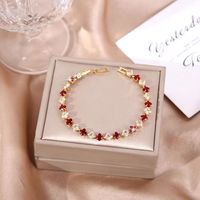 Bracelet de tennis en zircon plaqué or 18 carats pour femme, accessoire de mode, vente en gros