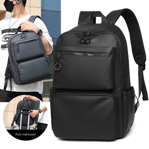 Leather Film Solid Color <b>Computer</b> <b>Bag</b> Casual Simple Multi-layer Pocket Large Capacity Backpack 15.6 Inch Notebook - Product Image 1