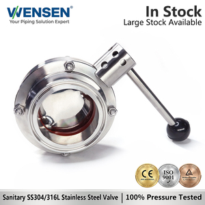 Válvula <span class=keywords><strong>de</strong></span> Mariposa Sanitaria Wensen <span class=keywords><strong>de</strong></span> 1 1/2 Pulgadas, Acero Inoxidable SS304/SS316L con Palanca Manual - Product Image 1