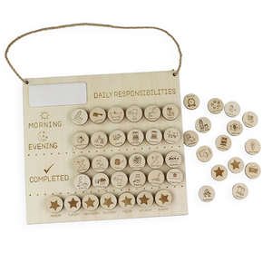 Meilleure vente Calendrier visuel pour enfants <span class=keywords><strong>Tableau</strong></span> des tâches quotidiennes en bois Tableaux de responsabilité pour la maison Tenture murale - Product Image 2